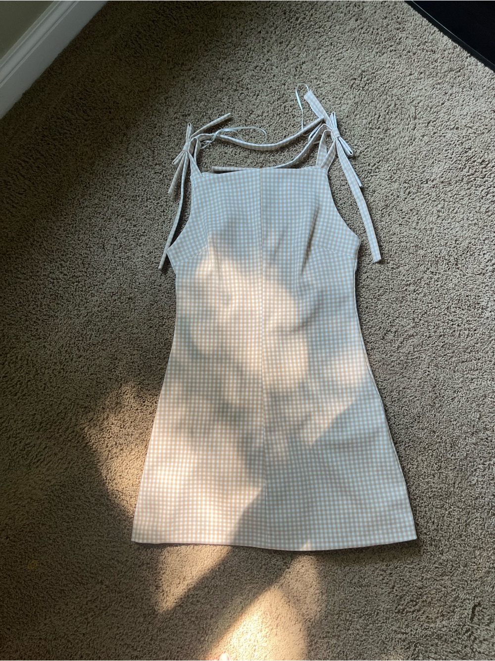 Zara Tie-Shoulder Gingham Mini Dress